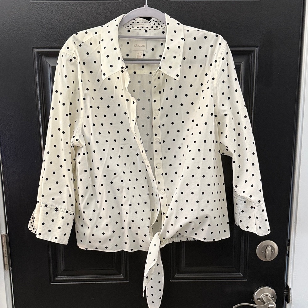 Chico's White Polka Dot Blouse